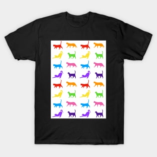 Rainbow Coloured Cat Silhouette Pattern T-Shirt